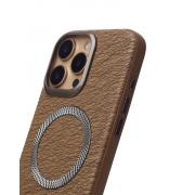 Чехол MagSafe LUXURY Leather Case для iPhone 16 Pro desert titanium