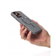 Чехол MagSafe LUXURY Leather Case для iPhone 16 Pro natural titanium