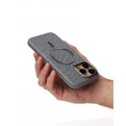 Чехол MagSafe LUXURY Leather Case для iPhone 16 Pro natural titanium