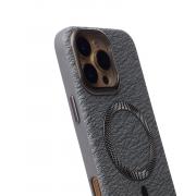 Чехол MagSafe LUXURY Leather Case для iPhone 16 Pro natural titanium