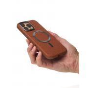 Чехол MagSafe LUXURY Leather Case для iPhone 16 Pro brown