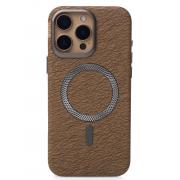 Чехол MagSafe LUXURY Leather Case для iPhone 16 Pro desert titanium