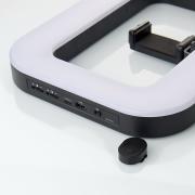 LED-лампа DC Q-01 с держателем для селфи (прямоугольная) черный