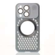 Металлический чехол MagSafe AROMA PERFORATED METAL для iPhone 14 Pro серый