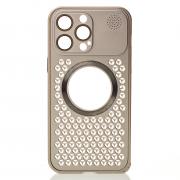 Металлический чехол MagSafe AROMA PERFORATED METAL для iPhone 14 Pro золотой