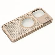 Металлический чехол MagSafe AROMA PERFORATED METAL для iPhone 14 Pro золотой
