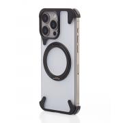 Металлический чехол MagSafe FOUR CORNER AIRBAGS для iPhone 15 Pro Max черный