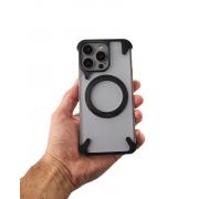 Металлический чехол MagSafe FOUR CORNER AIRBAGS для iPhone 15 Pro Max черный