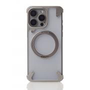 Металлический чехол MagSafe FOUR CORNER AIRBAGS для iPhone 15 Pro Max серый