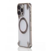 Металлический чехол MagSafe FOUR CORNER AIRBAGS для iPhone 15 Pro Max серый