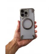 Металлический чехол MagSafe FOUR CORNER AIRBAGS для iPhone 15 Pro Max серый