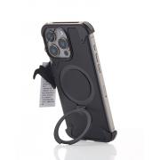 Металлический чехол MagSafe LEATHER METAL FRAME для iPhone 15 Pro Max черный
