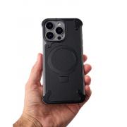 Металлический чехол MagSafe LEATHER METAL FRAME для iPhone 15 Pro Max черный