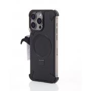 Металлический чехол MagSafe LEATHER METAL FRAME для iPhone 15 Pro Max черный