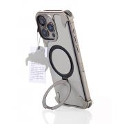 Металлический чехол MagSafe LEATHER METAL FRAME для iPhone 15 Pro Max серый