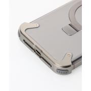 Металлический чехол MagSafe LEATHER METAL FRAME для iPhone 15 Pro Max серый