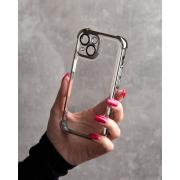 Пластиковый чехол FRAME CORNER для iPhone 15 серебряный