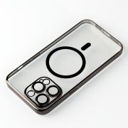 Пластиковый чехол "Glitter" с поддержкой MagSafe для iPhone 12 Pro Max черный