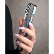 Пластиковый чехол "Glitter" с поддержкой MagSafe для iPhone 12 Pro Max синий