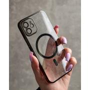 Пластиковый чехол MagSafe "Glitter" для iPhone 12 черный