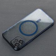Пластиковый чехол MagSafe "Glitter" для iPhone 12 темно-синий