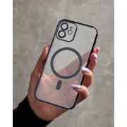 Пластиковый чехол MagSafe "Glitter" для iPhone 12 темно-синий
