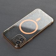 Пластиковый чехол MagSafe "Glitter" для iPhone 12 золотой
