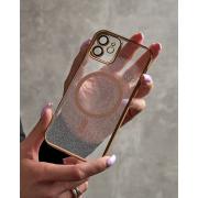 Пластиковый чехол MagSafe "Glitter" для iPhone 12 золотой