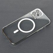 Пластиковый чехол MagSafe "Glitter" для iPhone 12 серебряный