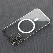 Пластиковый чехол MagSafe "Glitter" для iPhone 12 серебряный