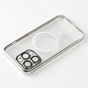 Пластиковый чехол MagSafe "Glitter" для iPhone 13 Pro серебряный
