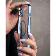 Пластиковый чехол MagSafe "Glitter" для iPhone 13 Pro синий