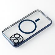 Пластиковый чехол MagSafe "Glitter" для iPhone 15 темно-синий