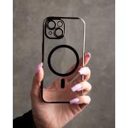 Пластиковый чехол MagSafe "Glitter" для iPhone 15 черный