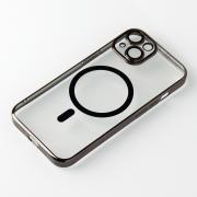 Пластиковый чехол MagSafe "Glitter" для iPhone 15 черный