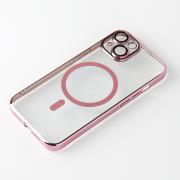 Пластиковый чехол MagSafe "Glitter" для iPhone 15 розовое золото