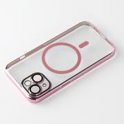 Пластиковый чехол MagSafe "Glitter" для iPhone 15 розовое золото