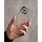 Пластиковый чехол MagSafe "Glitter" для iPhone 15 золотой