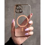 Пластиковый чехол MagSafe "Glitter" для iPhone 15 золотой