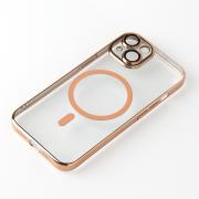 Пластиковый чехол MagSafe "Glitter" для iPhone 15 золотой