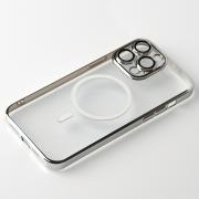 Пластиковый чехол MagSafe "Glitter" для iPhone 15 Pro серебряный