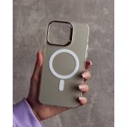 Полиуритановый чехол IMD Colors с поддержкой MagSafe для iPhone 12 / iPhone 12 Pro серебряный