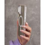 Полиуритановый чехол IMD Colors с поддержкой MagSafe для iPhone 12 / iPhone 12 Pro серебряный