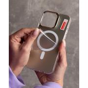 Полиуритановый чехол IMD Colors с поддержкой MagSafe для iPhone 11 Pro Max серебряный