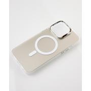 Полиуритановый чехол IMD Colors с поддержкой MagSafe для iPhone 14 Pro Max серебряный