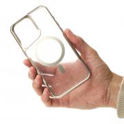Пластиковый чехол MagSafe NEWZONE для iPhone 14 Pro Max серебряный