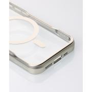 Пластиковый чехол MagSafe NEWZONE для iPhone 15 Pro Max серебряный