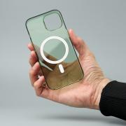 Пластиковый чехол OrigCase "Clear" with MagSafe для iPhone 15 Pro Max зеленый