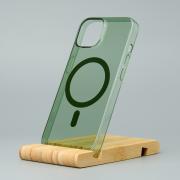 Пластиковый чехол OrigCase "Clear" with MagSafe для iPhone 15 Pro Max зеленый