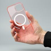 Пластиковый чехол OrigCase "Clear" with MagSafe для iPhone 15 Pro Max пудра
